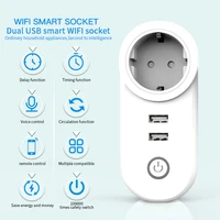 wifi smart socket eu plug adapter with double usb port wireless smart outlet timing function compatible with alexa google home