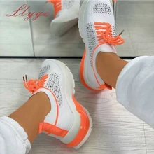 Ladies Flat Shoes Knitting Vulcanized Shoes For Women Light Sneakers Lace Up Breathable Casual Mesh 2022 Fashion Female Footwear