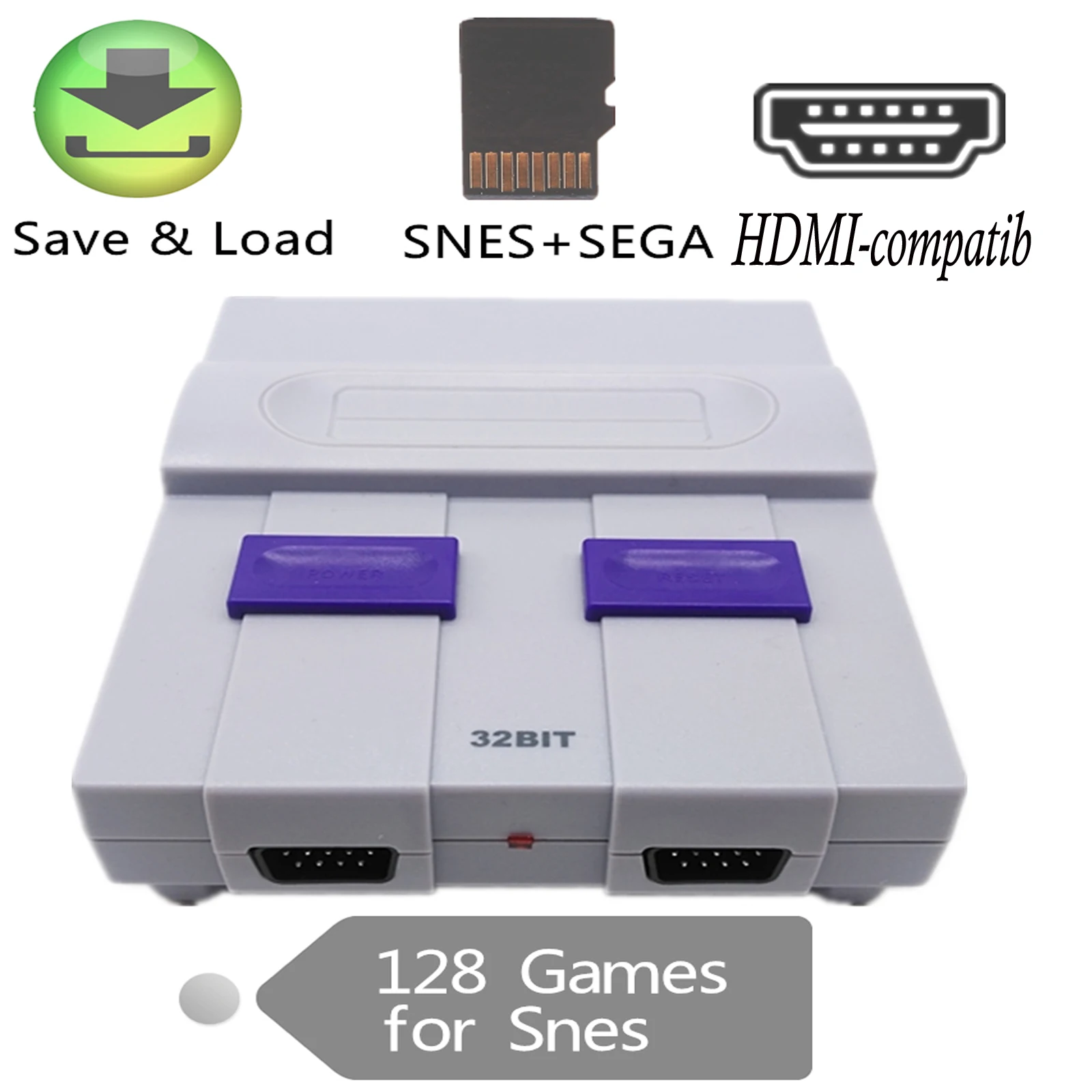 Ретро игровая консоль со слотом для карт TF Snes Sega Megadrive HDMI-совместимая поддержка