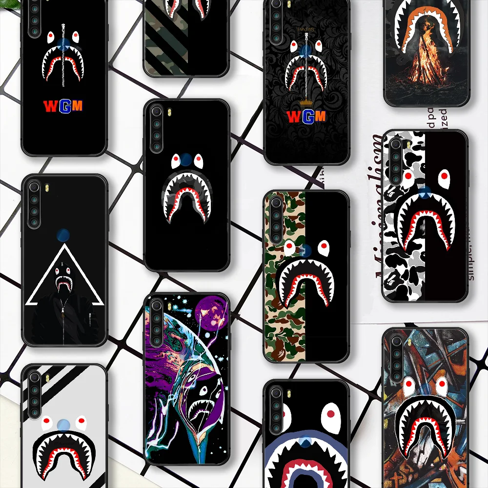 

Fashion Brand Bape Phone Case For Xiaomi Redmi Note 7 8 8T 9 9S 4X 7 7A 9A K30 Pro Ultra black Funda 3D Cover Silicone Back