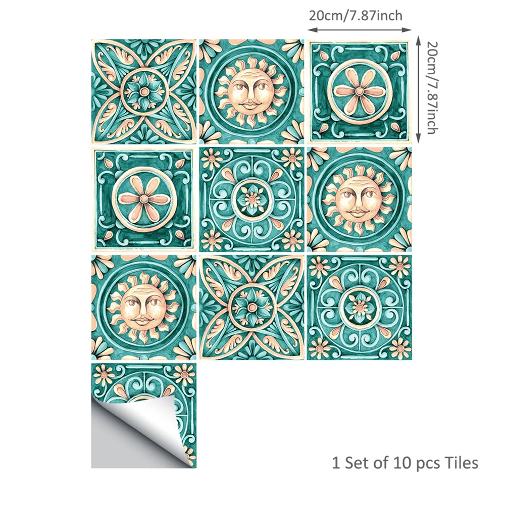 10 шт./компл. наклейка на пол в стиле ретро с рисунком плитки ванной кухонная