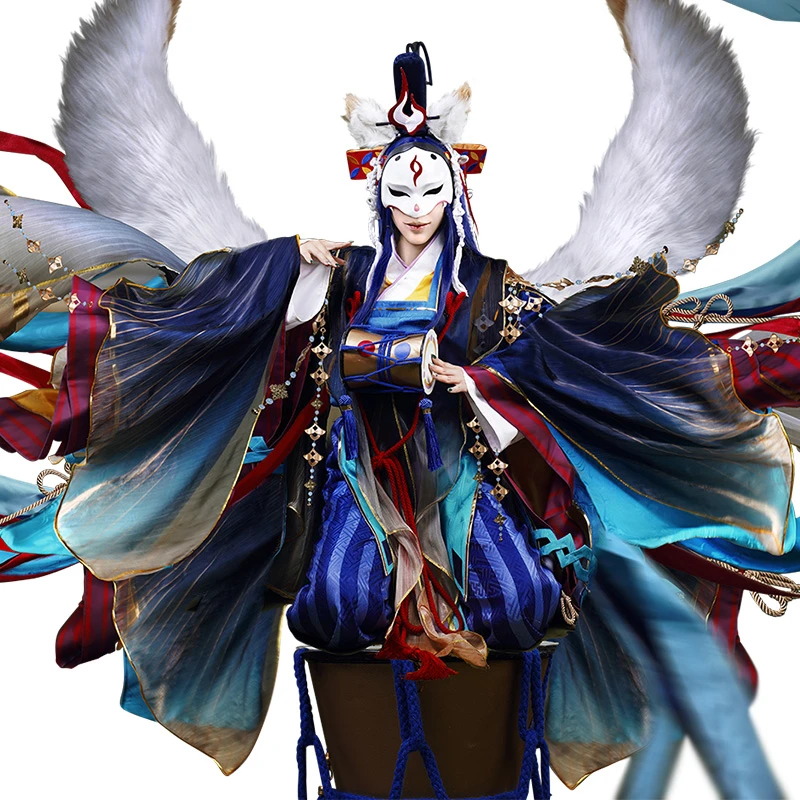 Игровой костюм Onmyoji Tamamo no Mae Unawaking кимоно Униформа косплей аниме платье бесплатная