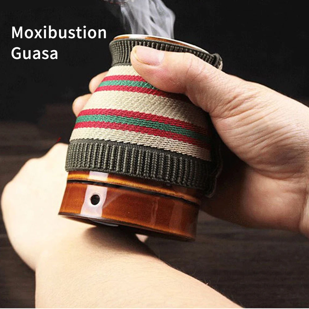 

1 Set of Cloth Cover Ceramic Moxibustion Pot Manual Moxa Massage Pot Moxa Burner Moxibustion Can Chinese medical acupuncture