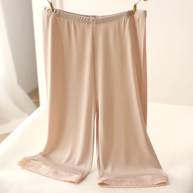 

50% Pure Silk pants women boxer seamless safety shorts under skirt ladies pants underwear shorty Healthy Half length calzon