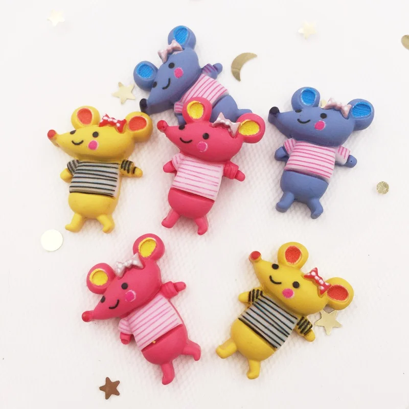 Ручная роспись каваи красочные маленькие мышки с плоской спинкой каменные