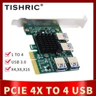 TISHRIC PCI-E16x Riser PCI Express, усилитель видеокарты, Райзер 009s Plus USB 3,0 PCIE 4X на 4 USB, расширенная карта для майнинга