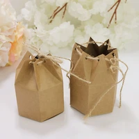 50pcs hexagon candy gift box kraft white wedding dragee boxes pie party box bag eco friendly cardboard baby shower baptism bags