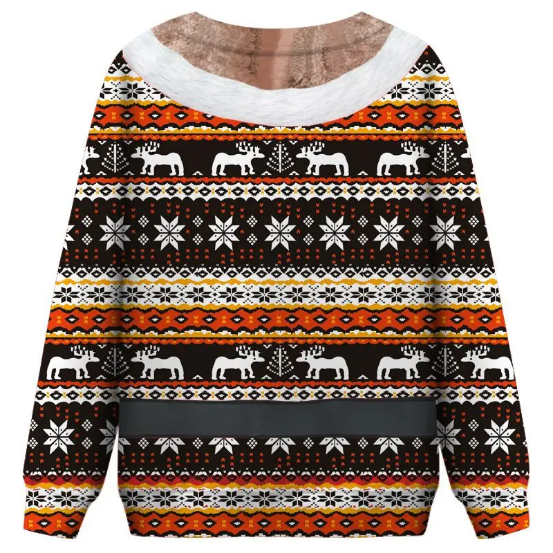 

2021 Fall Winter Hot Sale Digital Printed Loose Casual Long Sleeve Tops Christmas Round Neck Pullover Sweatshirt