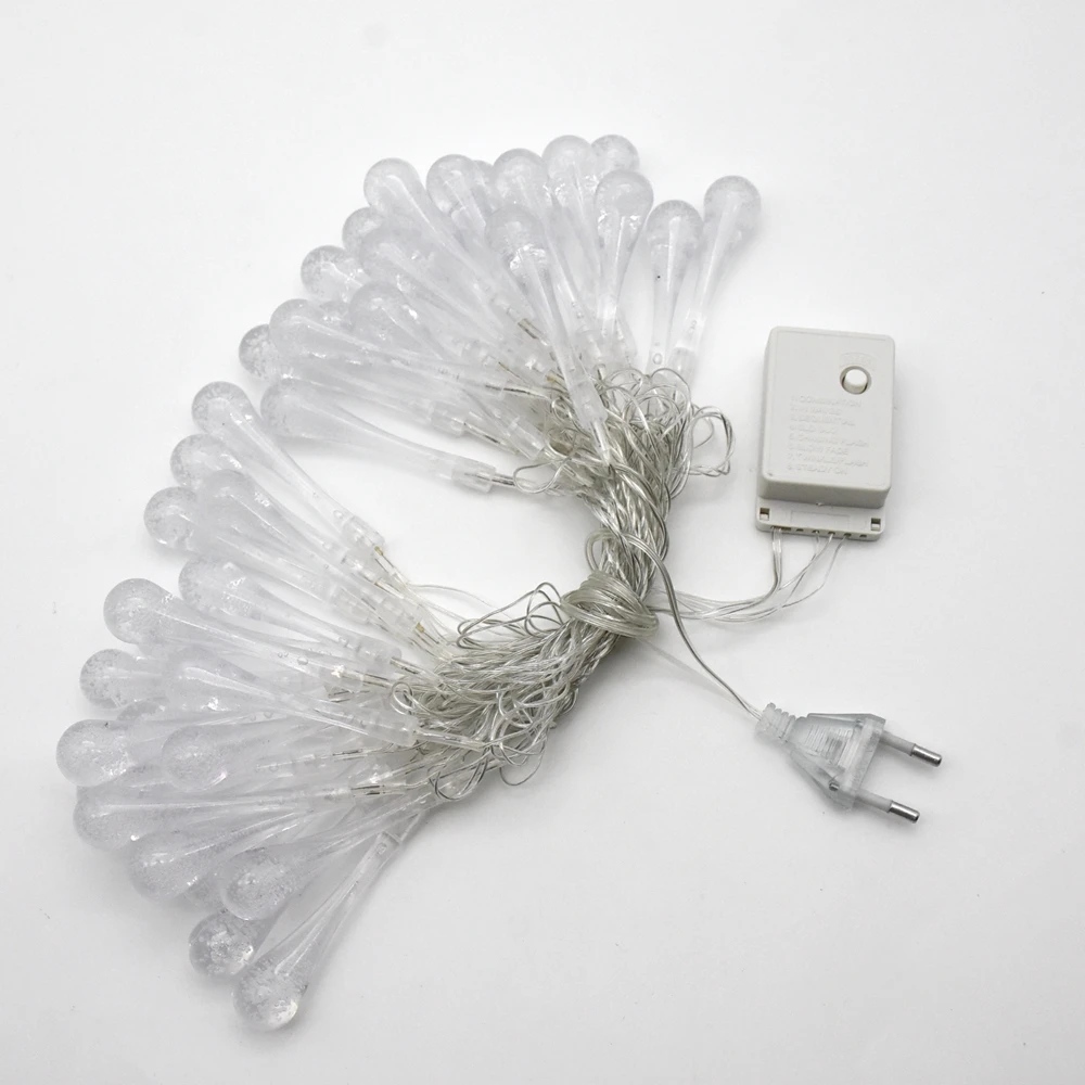 

Water Drop Lights Outdoor AC 220V 6M 40LED Christmas Lights with 8 Modes for Garden Courtyard Lawn Festival Party Decoration