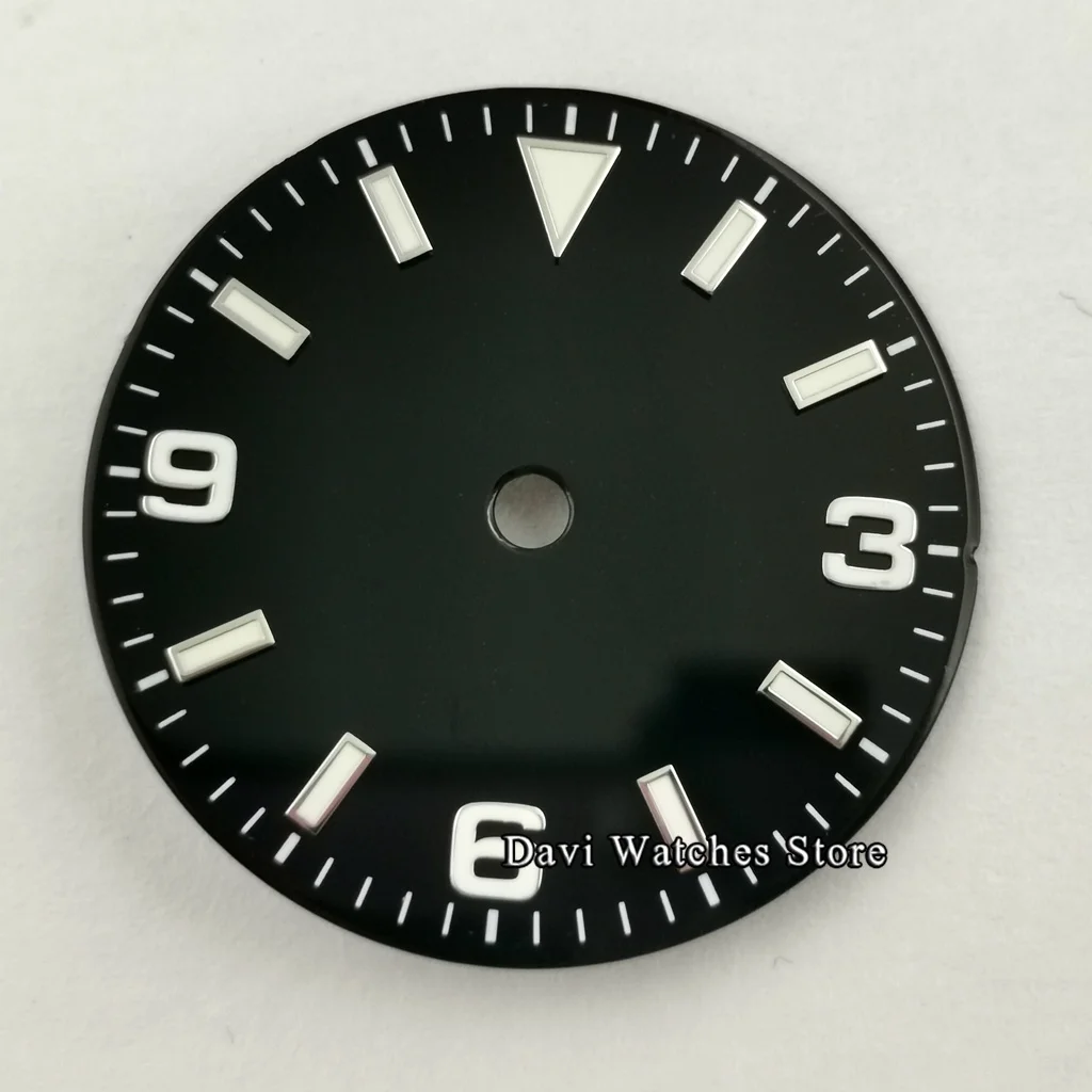 Новый 29 мм стерильный циферблат для часов зеленый светящийся подходит NH35/NH35A