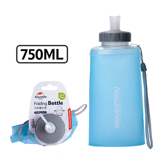 Naturehike 500 мл 750 мл Спортивная Складная мягкая фляжка мешок для воды бутылка для воды чашка чайник гидратация пакет мочевого пузыря сумка для воды - Цвет: 750ml Blue
