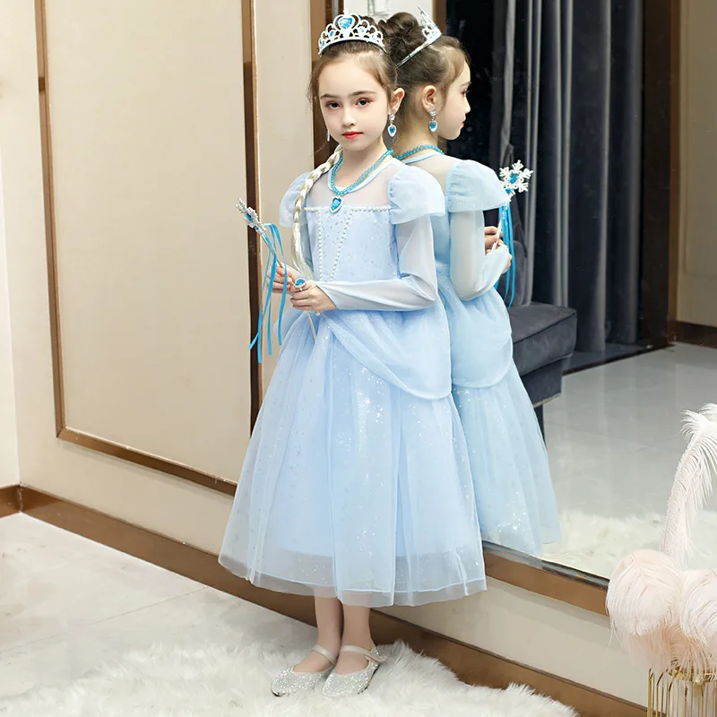 

Girls Dress Autumn and Winter 2020 Foreign Trade Children's Clothing New Frozen Princess Aisha Skirt a Generation of Hair