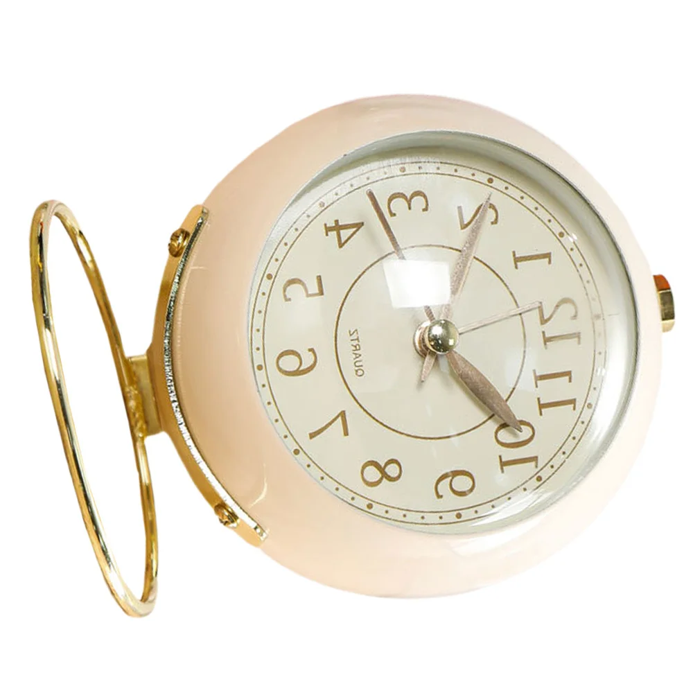 Metal Alarm Clock Round Desktop Bedside (Beige Shipment without Battery) | Дом и сад