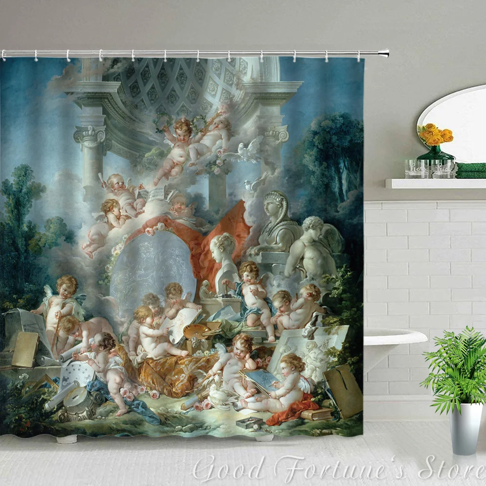 Занавеска для душа из ткани Cupid Angel Baby And Nun Dacron украшения ванной комнаты - купить по