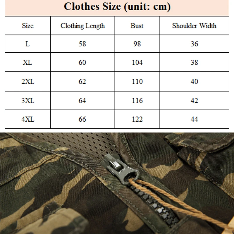 Большой размер 4XL мужской спортивный жилет для рыбалки с несколькими карманами