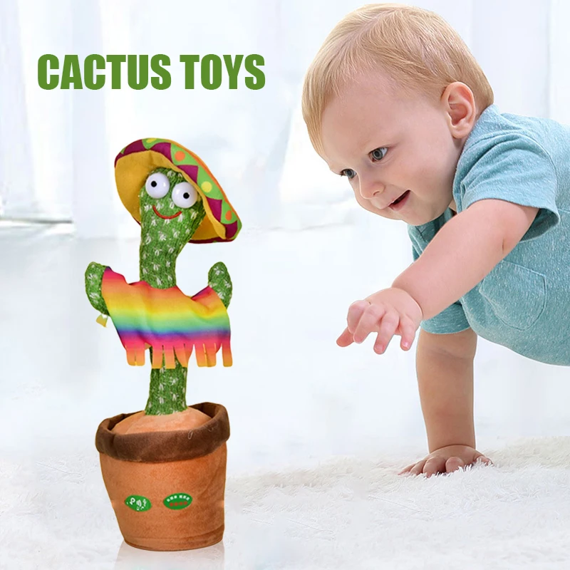 Cactus eléctrico de peluche para niños, juguete de Cactus que graba y...