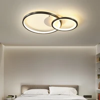 minimalist led ceiling light nordic black round rings creative panel lamps with remote control for bedroom study room indoor