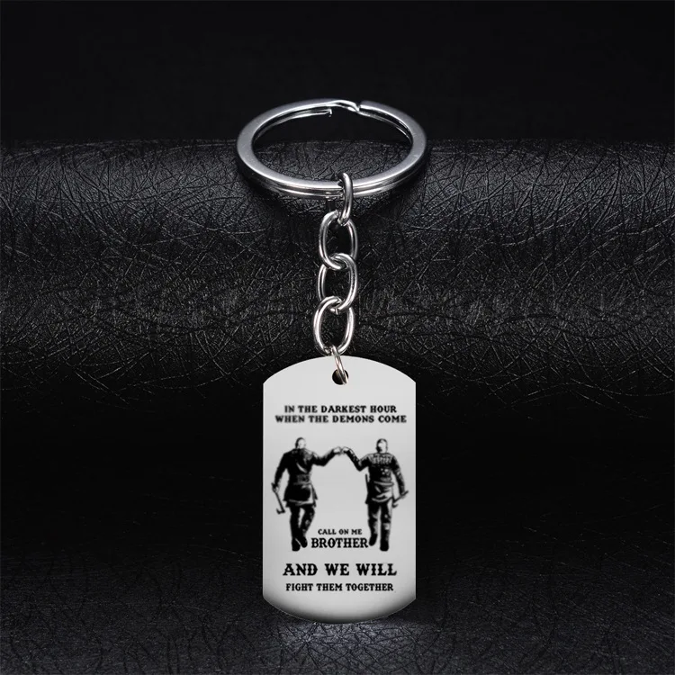 Silver Color Dog Tag Key Chain for Men Boyfriend Motorcycle Army Solie Chains In The Darkest Hour When Demons Come | Украшения и