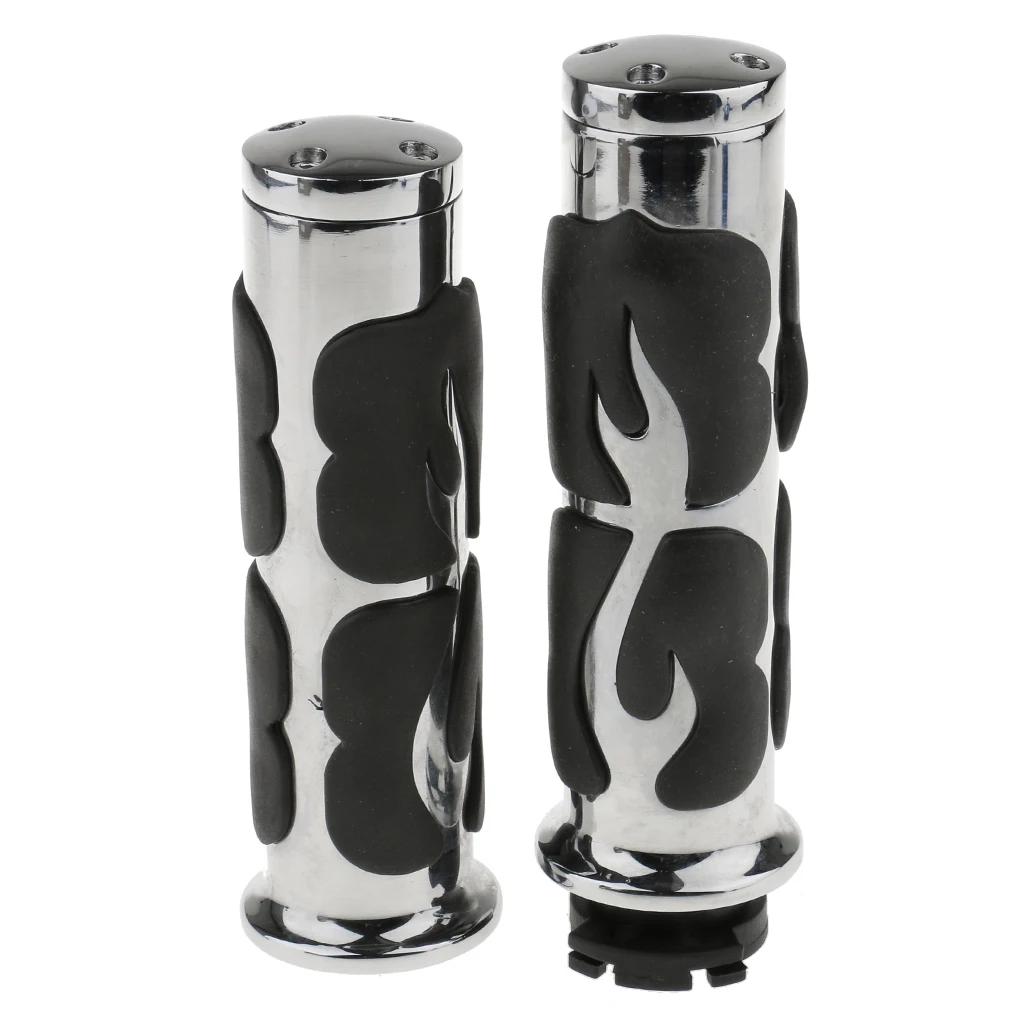 Motorcycle 1&quot Rubber Chrome Flame Handlebar Hand Grips For Chopper | Автомобили и мотоциклы