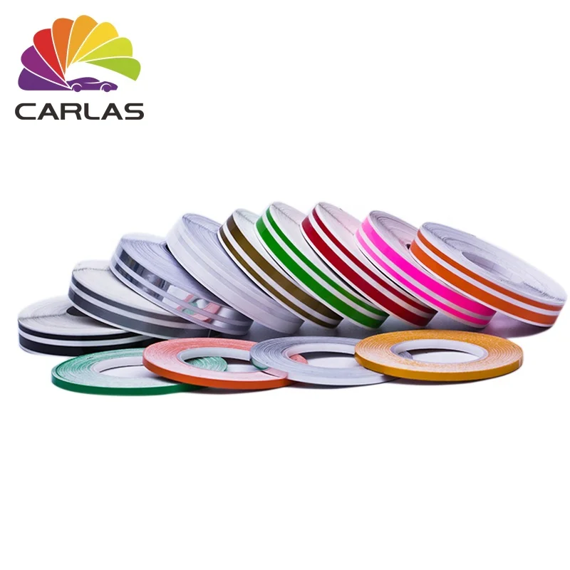 1Рулон 1см*9,8м Полоска Параллельная Двойная Лента Отражающая Декоративная Виниловая Наклейка для Автомобиля Корпус Хром.