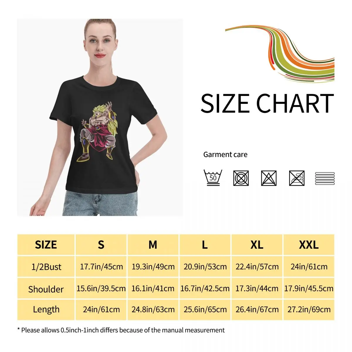 

Anime Fans Majin Broly Q woman's T Shirt Micro play Short sleeveRound neck T-shirt