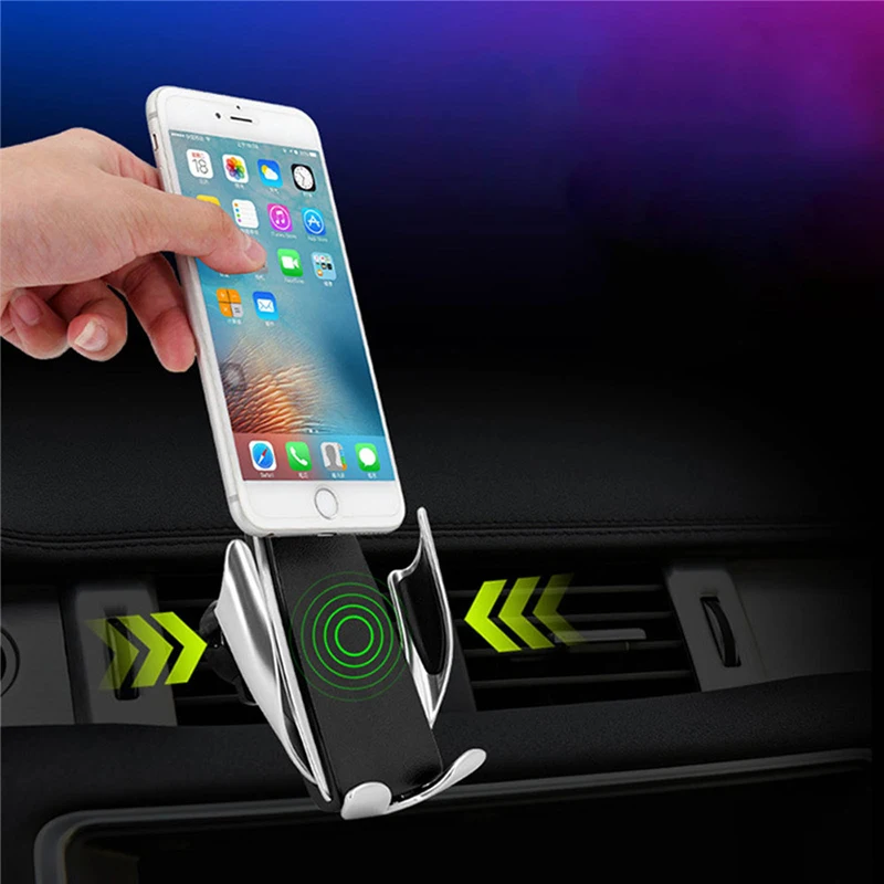 

S5 Car Wireless Mobile Charger Automatic Phone Holder Infrared Fast Qi Quickly Car Clamping Mount Air Vent for Samsung Huawei