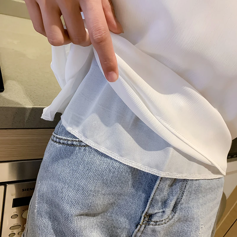 

Korean Fashion Clothing Womens Tops and Blouses Chiffon Women Blouses Sleeveless V-Neck White Women Shirts Plus Size shirts