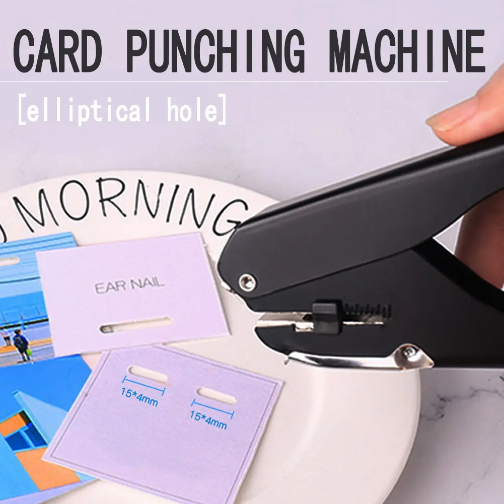 

Silver Metal Slot Punch Hand Slot Puncher ID Card Photo Badge Hole Punch Tag Tool Papers Voucher Perforator Hand Tool New