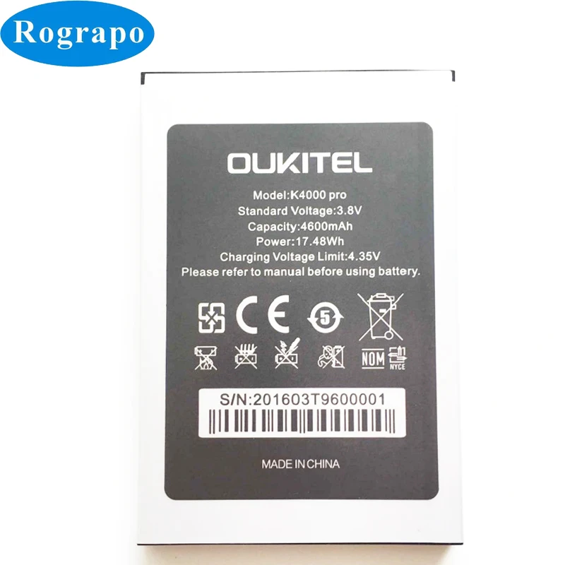 Сменный аккумулятор для телефона Oukitel K4000 Pro 4600 мАч мобильный