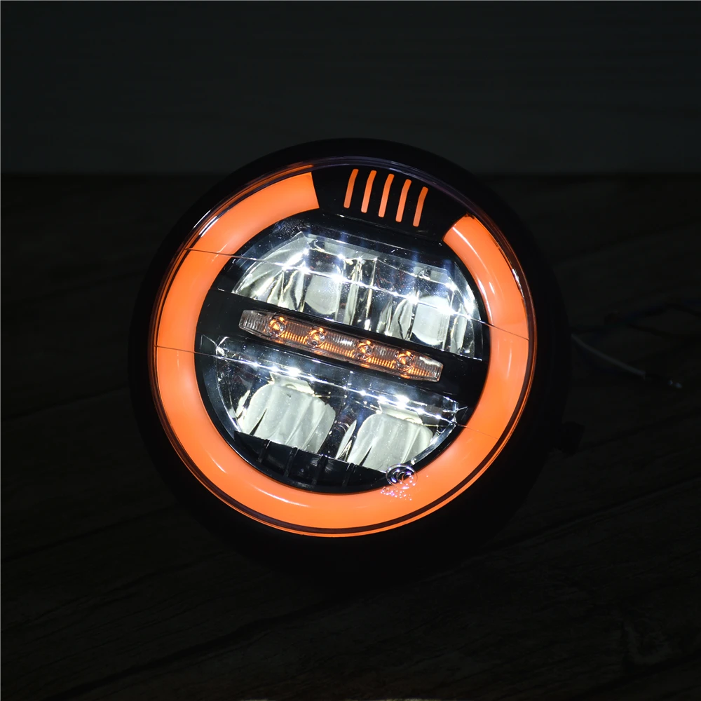 Ретро мотоцикл светодиодный головной светильник сборки Halo Кольцо DRL мото 6 8 дюйма