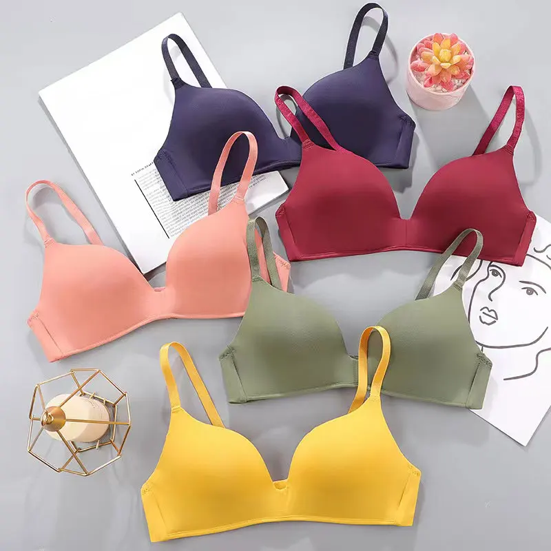 

A piece of light and seamless underwear women's breathable gather without steel ring student girl bra 12 colors