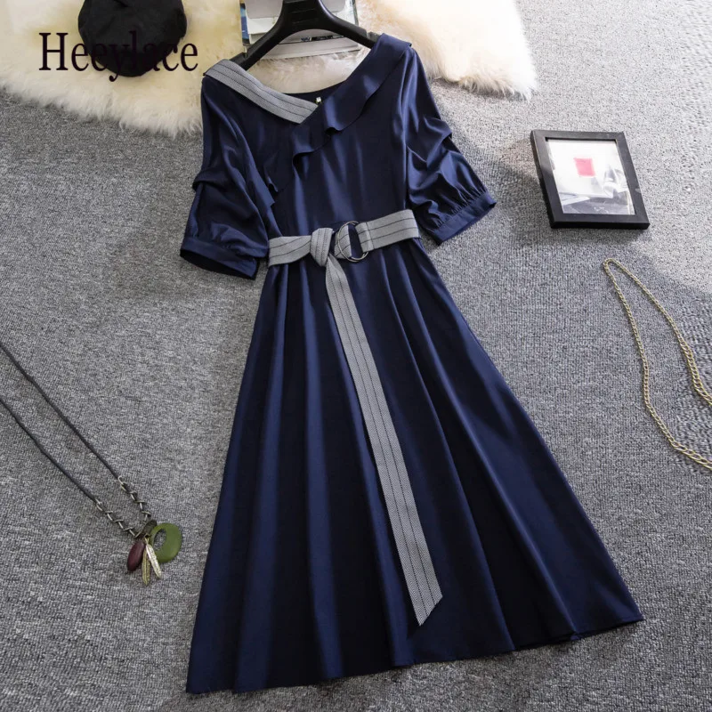 

Женское лоскутное платье-рубашка, элегантное винтажное платье с коротким рукавом и высокой талией, офисное платье 4XL, лето размера плюс