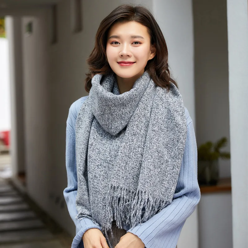 Autumn and Winter New Cashmere Scarf Female Exta-Long Pure Color Thickened Tassels All-match Dual-Purpose Warm Shawl women scarf |