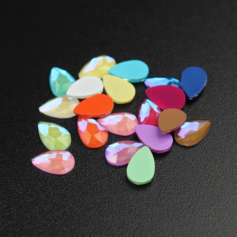 Mix colorWaterDrop 30 шт/партия ромб 6x10 мм плоская задняя смола без горячей фиксации 10 мокко цвета ромб стразы с плоской обратной поверхностью 3D драгоценные камни для дизайна ногтей - Цвет: Mix colorWaterDrop
