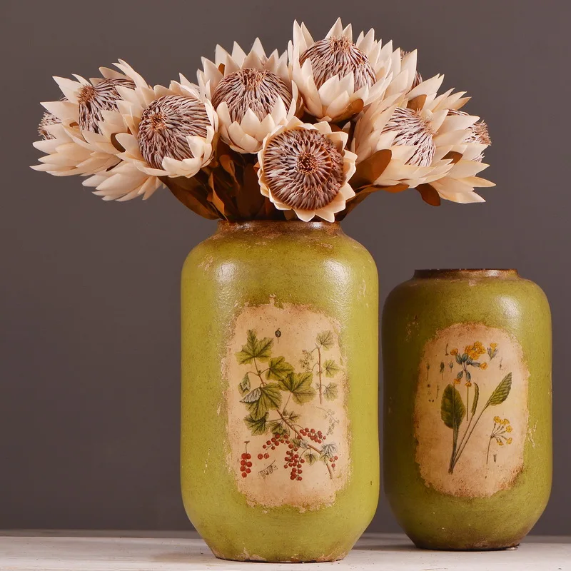 

6 pcs Single Branch Artificial Emperor Flower Silk Fake Dried Flowers Protea Cynaroides For Home Wedding Festival Party Deco