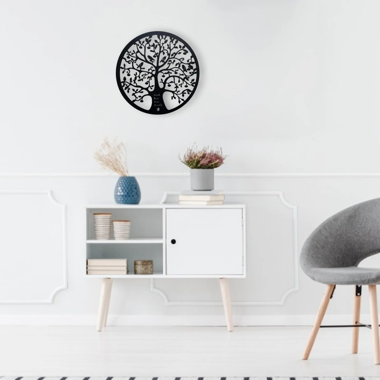 3D круглая настенная подвесная скульптура украшение 60 см древо жизни железное