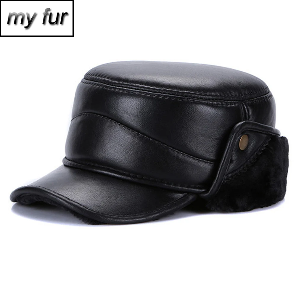 Мужские бейсболки из натуральной овечьей кожи качественная Кепка зимняя теплая