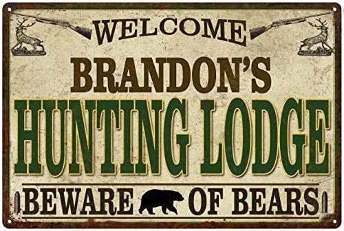 

Brandon'S Hunting Lodge Metal Sign for Wall Plaque Poster Cafe Bar Pub Gift 8 X 12 INCH