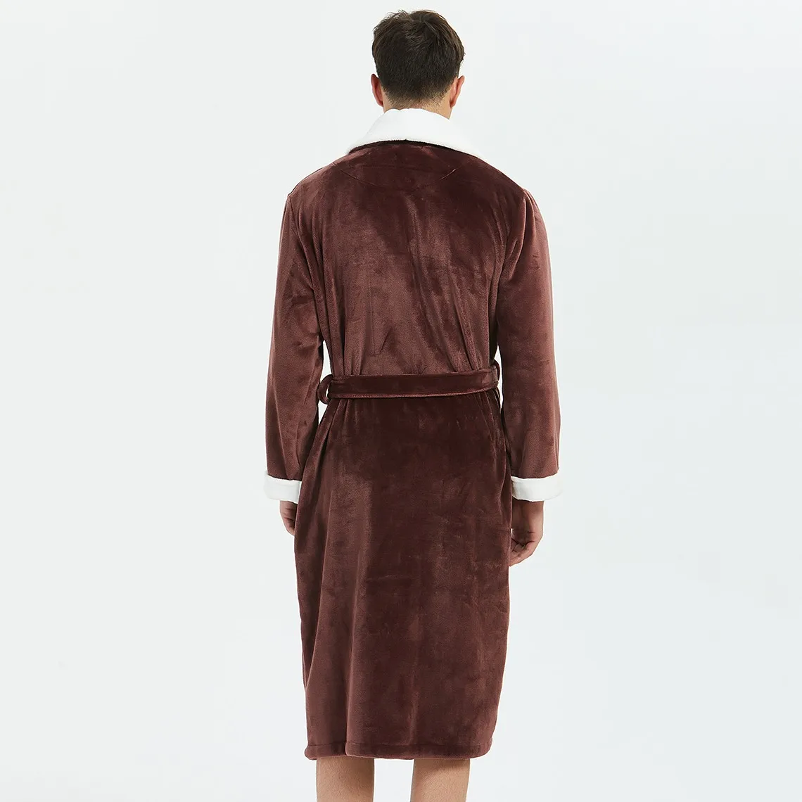 

Flannel Nightwear Home Clothing Men Coral Fleece Kimono Robe Autumn Winter New Homewear Bathrobe Gown Intimate Lingerie