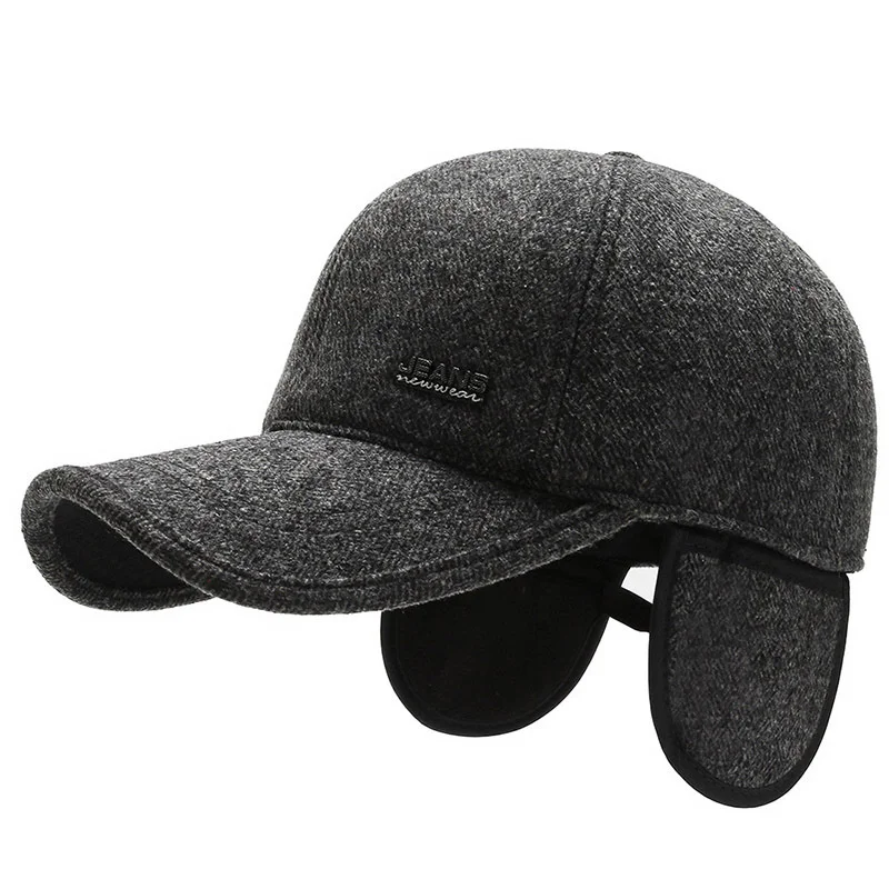 

Thickened Earflap Fitted Hat Ear Protective Winter Warm Cotton Hat With Folding Earmuffs Warmer Daily Visor Caps For Warmth