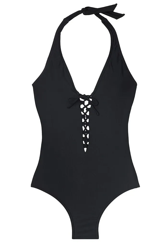 

Black Plus Size One Piece Swimwear Push Up Bathing Suit Big Vintage Swimming Wear Bandage Monokini Conservative Beachwear 5XL