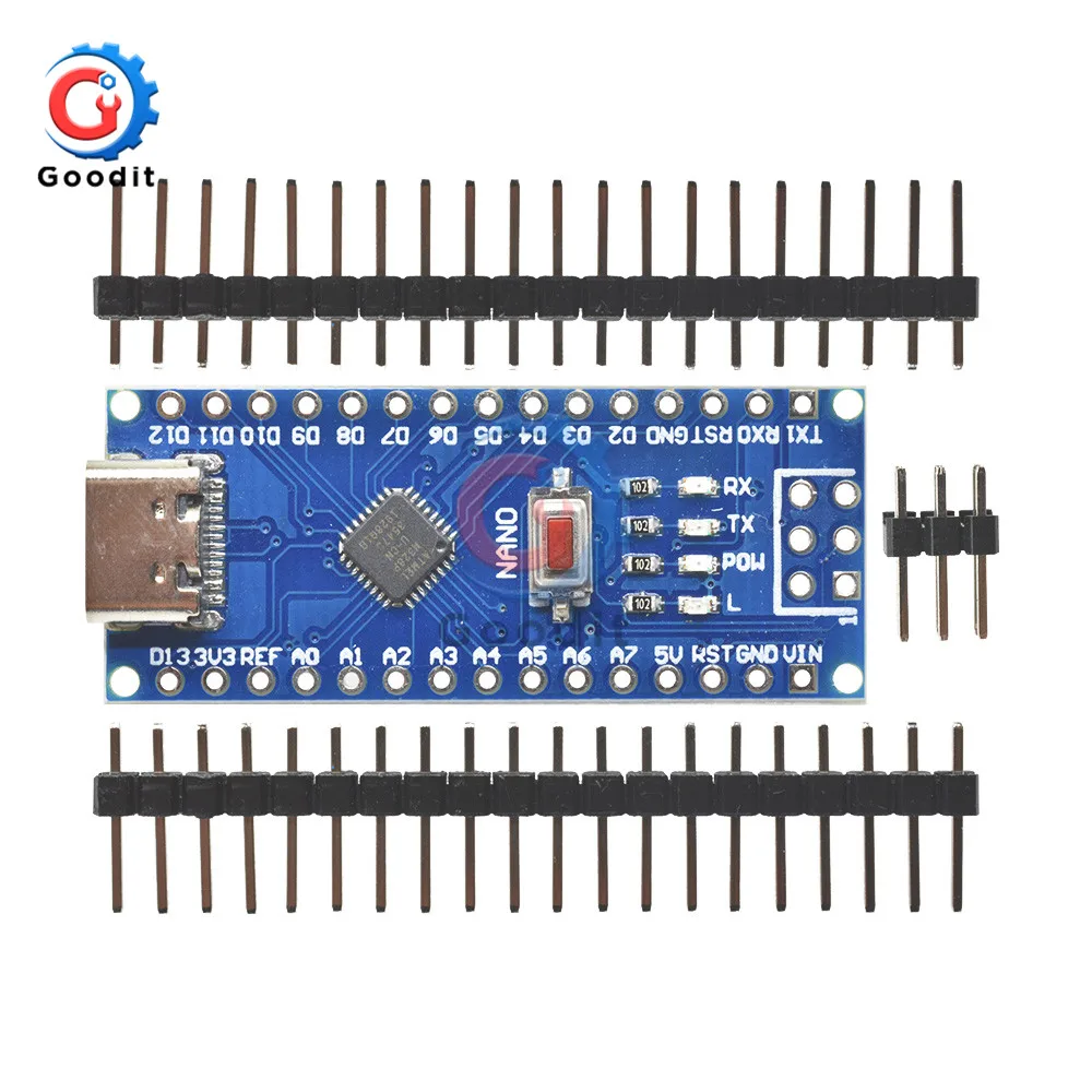 Адаптер Type-C CH340 Nano V3.0 ATMEGA328P-MU ATMEGA328 1 шт. макетная плата модуля микроконтроллера