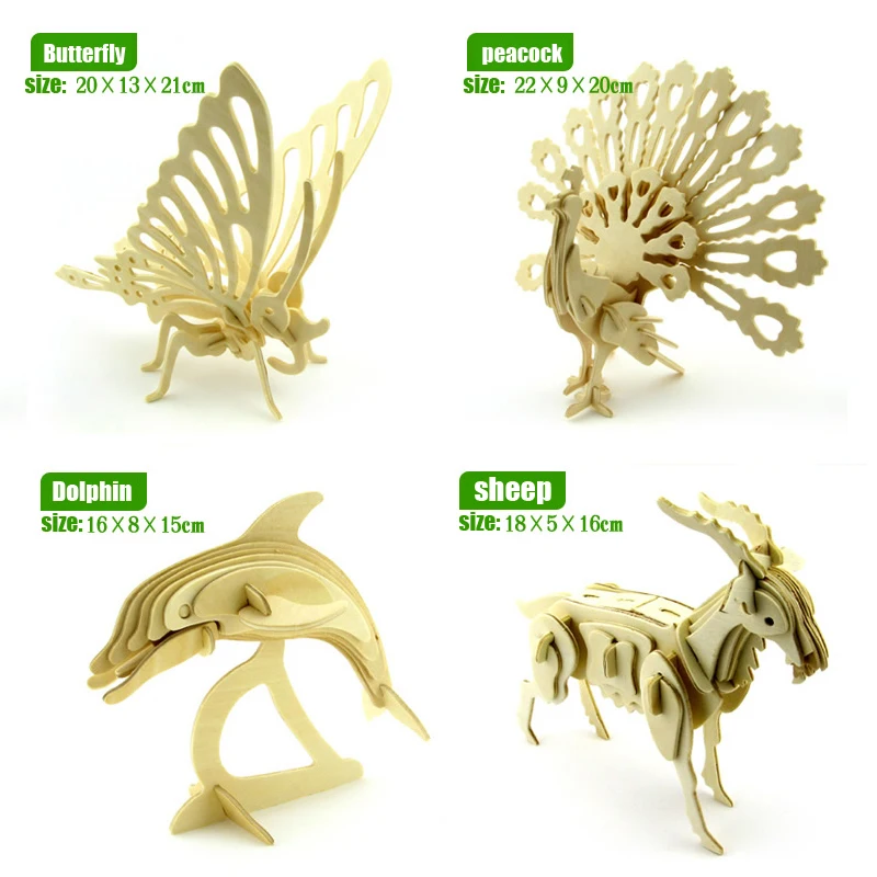1 шт. DIY динозавр пазл животные деревянные игрушки 3D размерная модель собранная