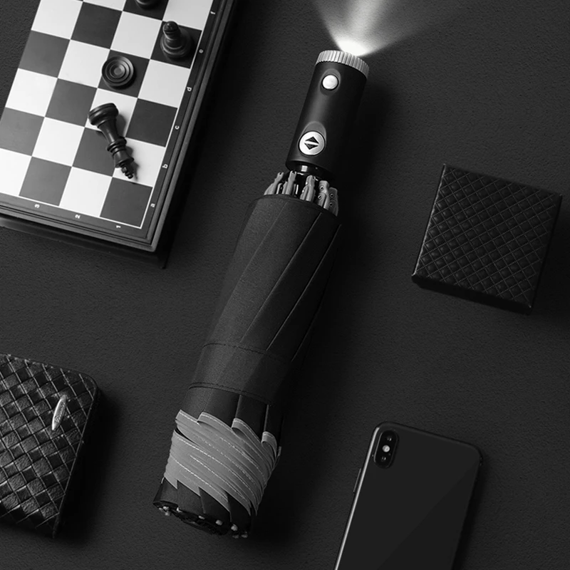 Автоматический домашний зонт со светодиодсветильник кой тройной Зонт с обратной