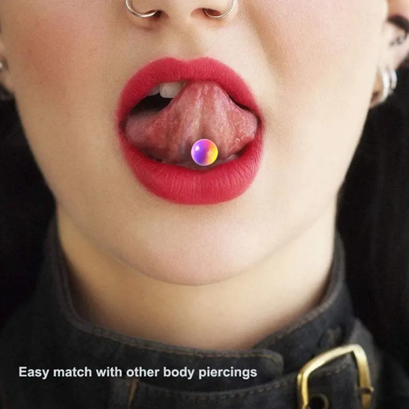 

Stainless Steel Ball Barbell Tongue Ring Piercing Body Jewelry 6PCS Mixed Colors