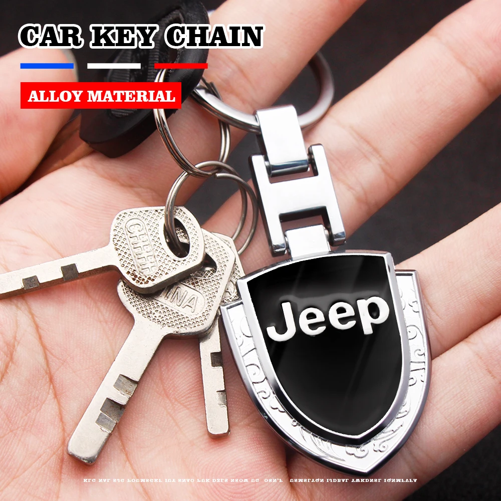 

Car Metal Keychain Leather Key Ring 3D Logo Key Case Car Styling For Jeep Renegade Compass Grand Cherokee Wrangler Accessories