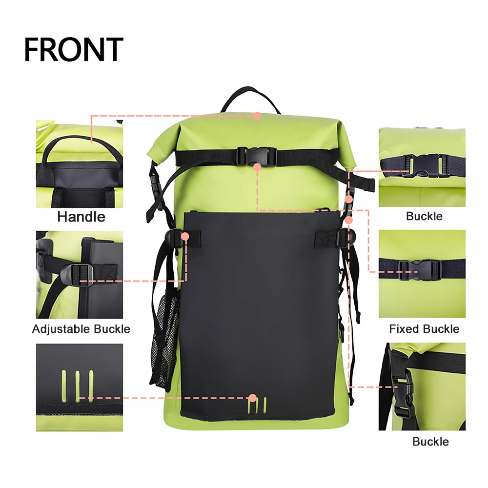 30L Outdoor Kayak Waterproof Backpack Rolltop Trekking Drybag Sports Dive Beach Camp Fishing Bag Motorcycle Duffle Bag Women Men
