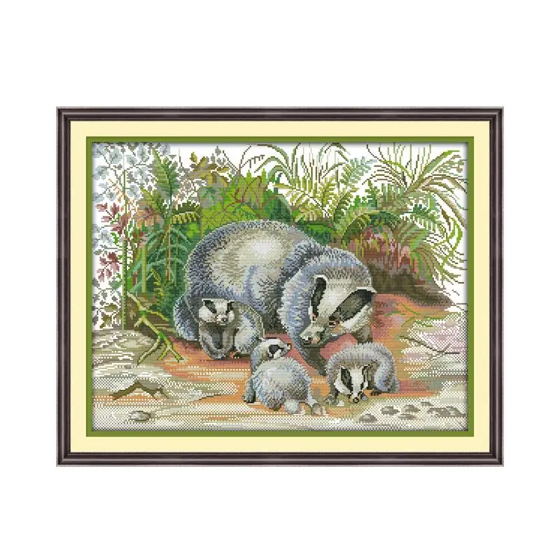 Набор для вышивки крестиком семейства барсуков ручная работа вышивка DMC цвет