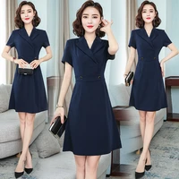 summer new korean version dress for women slim short sleeve dress ladies fashion office womens professional wear formal wear