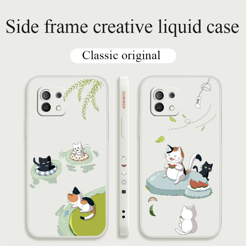 

Swimming Cat Phone Case For Xiaomi Mi 11 10T 10 lite 9T Note 10 Redmi Note 10 9 9T 8 8Pro 7 7Pro 9 9A K40 K30 Cover